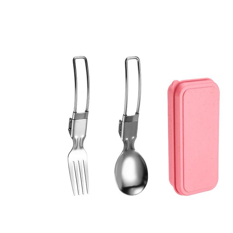 1 Set Folding Tableware Stainless Steel Student Outdoor Picnic Portable Steak Knife Fork Spoon Tableware Set