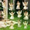 12pcs Vintage Christmas Angel Wooden Pendants, Artificial Wood Hanging Ornaments Perfect For Home & Outdoor Holiday Decor