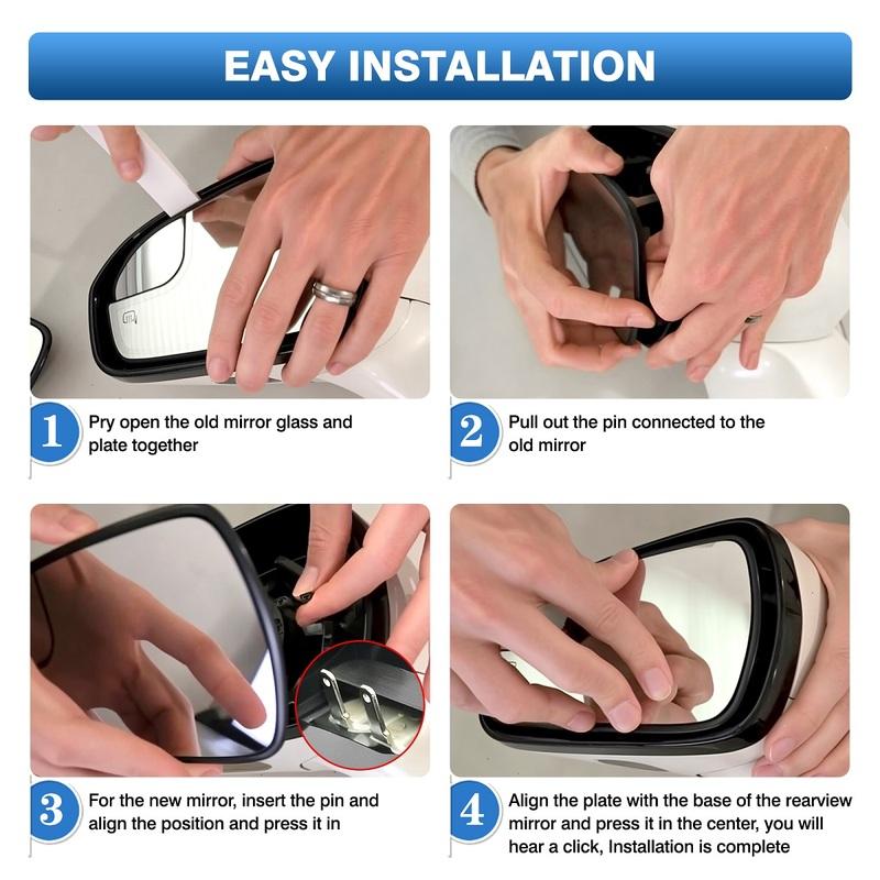 1PCS Replacement for Ford Fusion 2013- Car Side Heated Mirror Glass Rearview Mirror Lens Left /Right DS7Z17K707B DS7Z17K707F