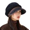 Cappello autunnale e invernale da donna per circonferenza cranica grande in velluto con visiera a becco d'anatra cappello a secchiello moda versatile cappello ottagonale berretto