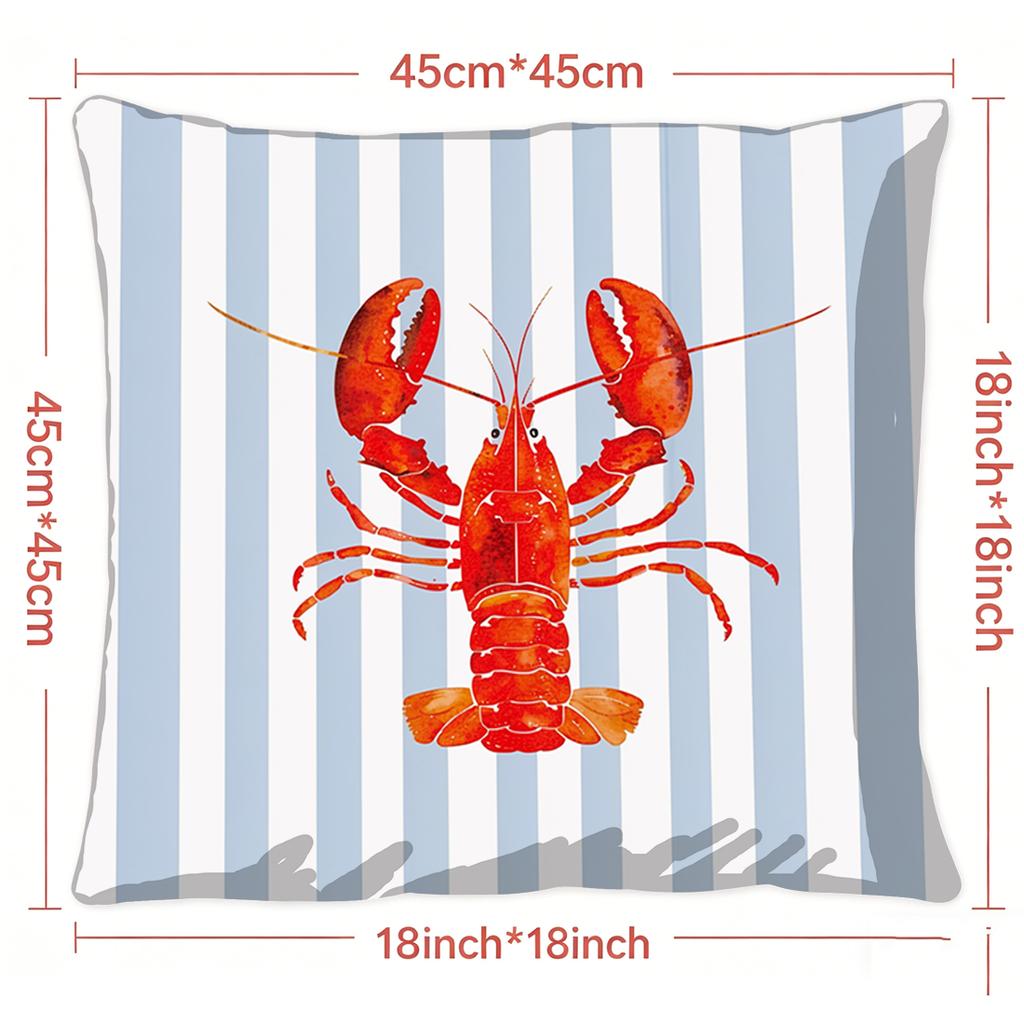 1pc Crab, Lobster, Scallop Print Polyester Pillowcase Home Decor Pillowcase Car Sofa Cushion Cover Home Decor 45x45cm