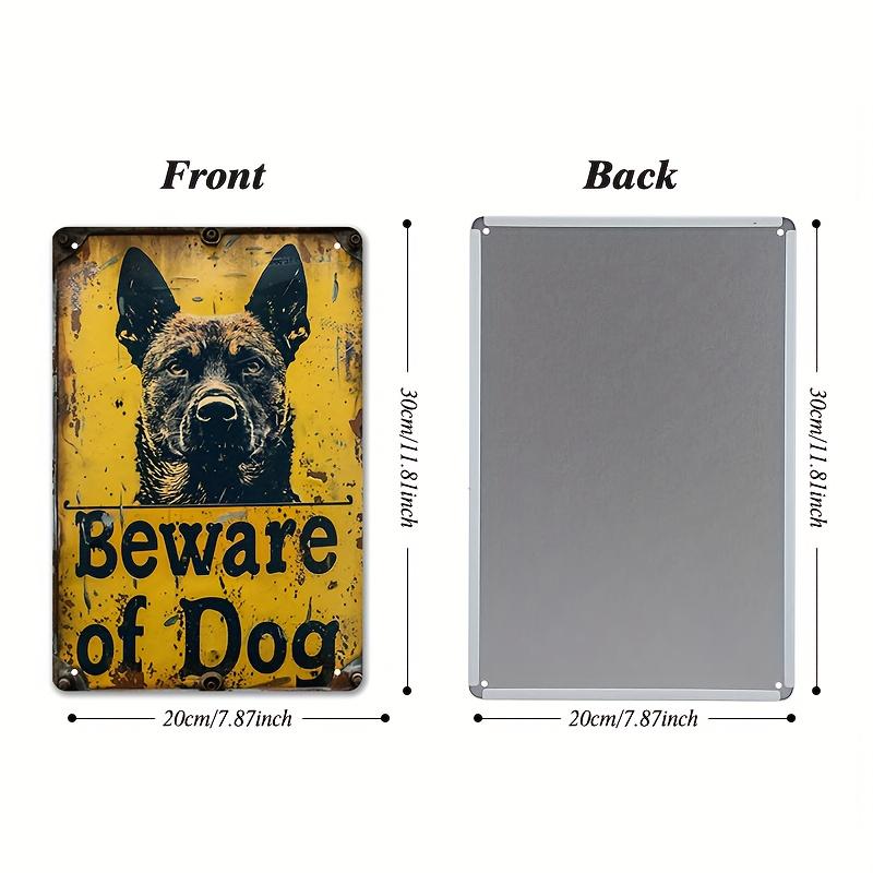 Vintage German Shepherd Iron Metal Sign - "Beware of Dog" Warning, Durable Tin Plate for Home & Outdoor Use, Rustic Distressed