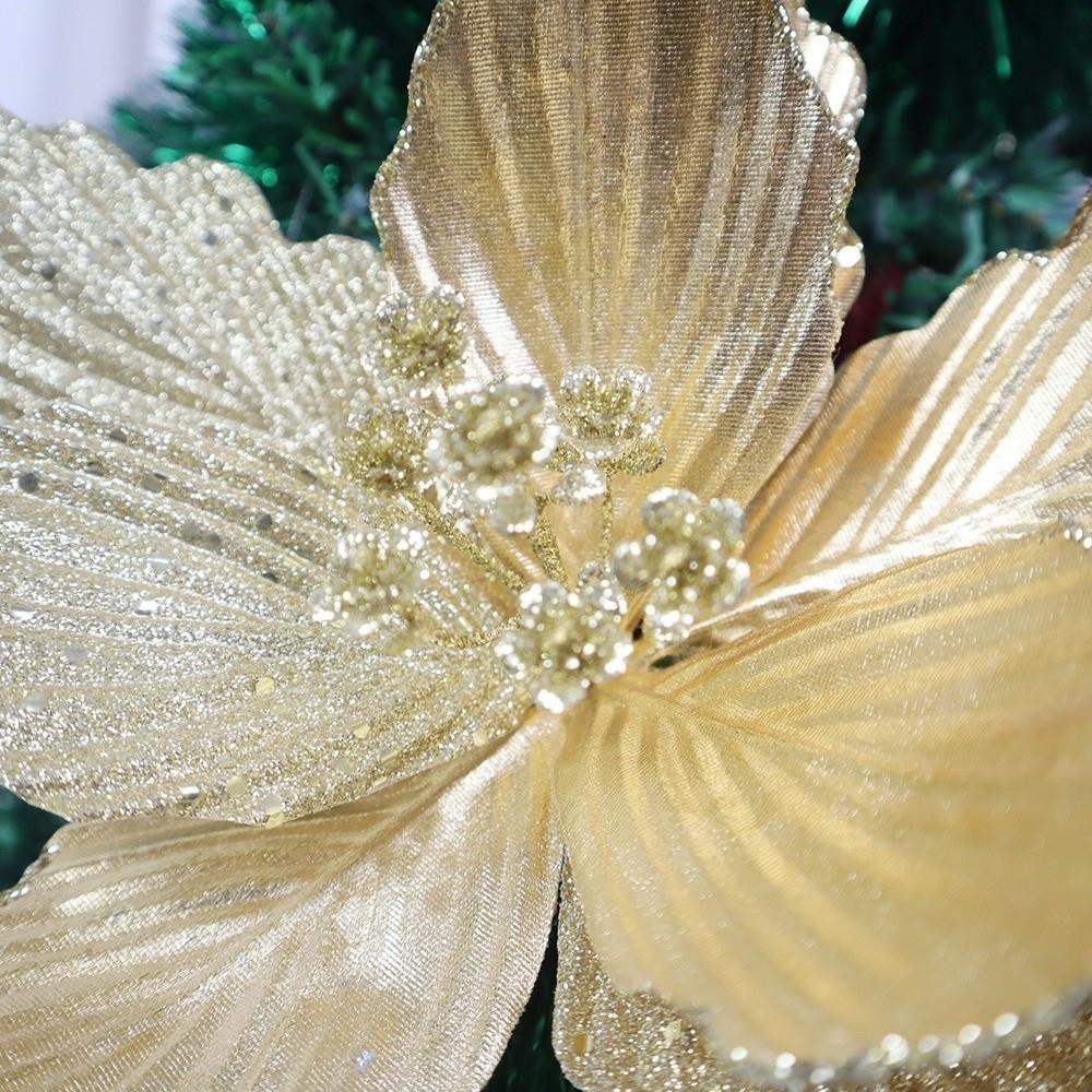 Glossy Fabric Christmas Tree Flowers Bright Color Christmas Tree Decoration  Store Display