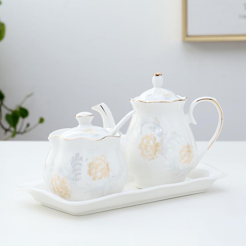 Lotus Ceramic Condiment Jar Set for Salt, Sugar, Soy Sauce, and Vinegar