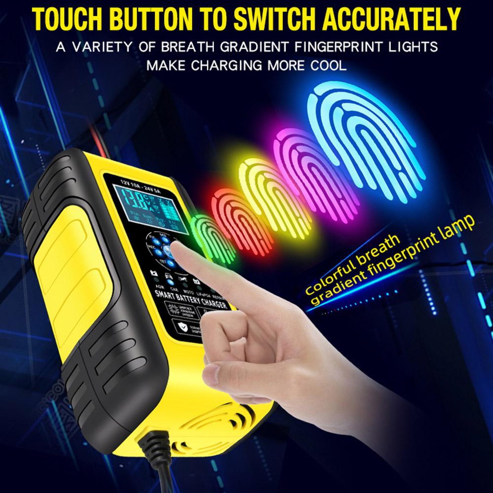 Smart Car Battery Charger 24V 12V Fully-Automatic 7-Stage Auto Motorcycles Pulse Repair Chargers Gel AGM LiFePo4 Wet Lead Acid
