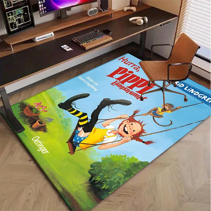 Pippi Longstocking Polyester Carpet, Soft Indoor Mat for Office Chair, Living Room, Computer Desk - Decorative Home Office Rug Design