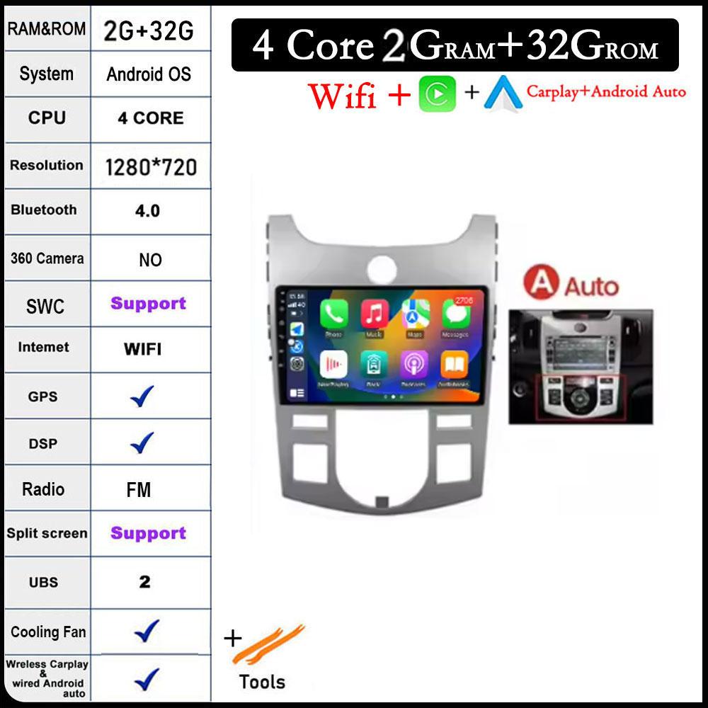

4G+WIFI Android 14 для KIA Forte Cerato 2 TD 2008 2009-2013 автомобильный радиоприемник мультимедийный плеер GPS навигация DSP стерео авто