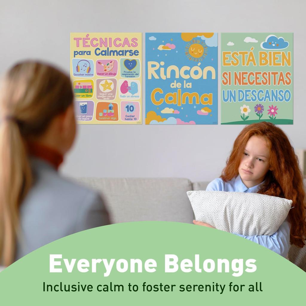 S&O Spanish Language Calming Corner Classroom Therapy Posters - Calm Down Corner Supplies - Feelings Chart - Emotions Chart for Kids - Spanish