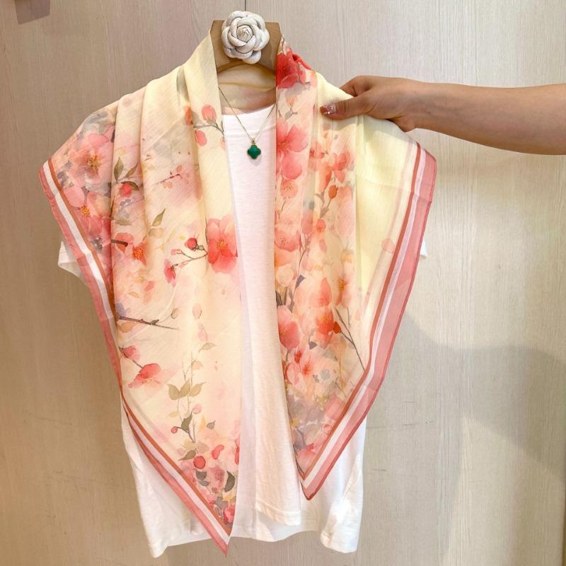 New Chinese Style 90cm Square Scarf Women S Versatile Doli Yarn Scarf For Head And Shoulder