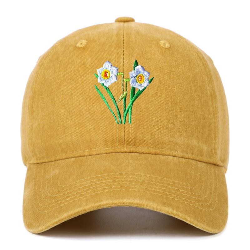 Men's Retro Washed Cotton Embroidered Distressed Dad Baseball Cap with Soft Brim