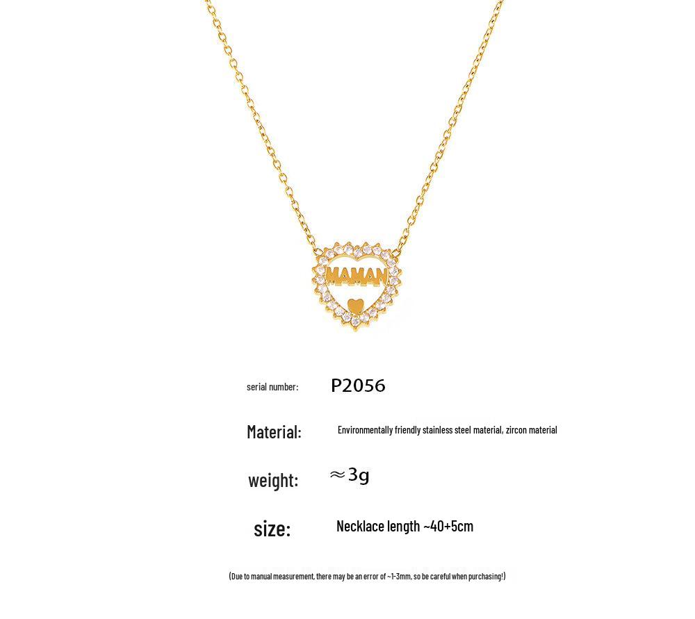 Trendy Double-Layer Waterdrop Pendant Necklace with Letter & Heart Diamond Inlay for Women