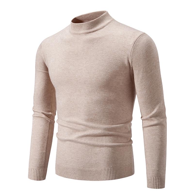 2024 Men's Large Slim Knit Half Turtleneck Sweaters for Autumn & Winter