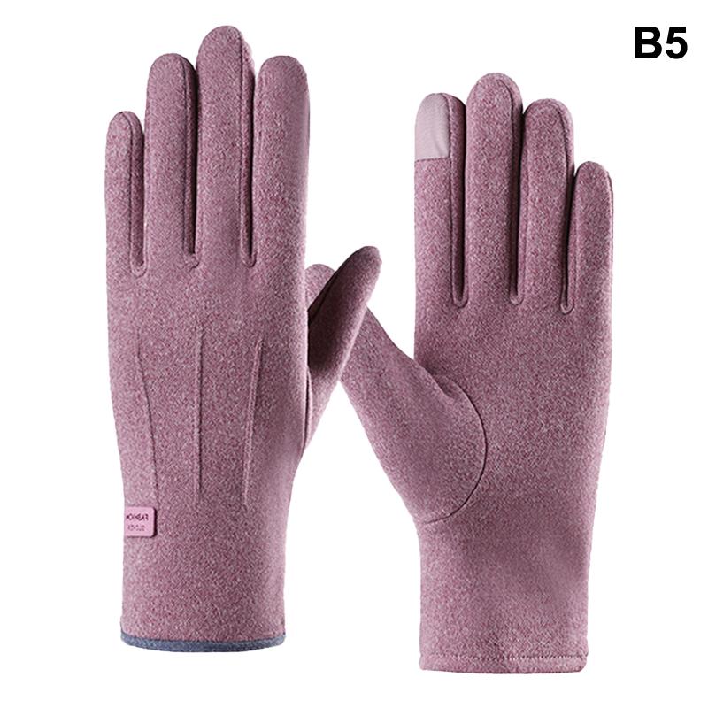 1 Pair Women's Warm Winter Gloves Touchscreen Gloves With Fur Cuff Plush Lining Cycling Sports Driving Windproof Warm Gloves
