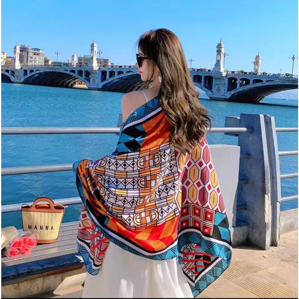 Chaka Salt Lake Great Northwest Tourism Ethnic Style Scarf Silk Scarf Women'S Summer Seaside Beach Shawl Sunscreen Thin