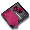 Men’s Luxury Solid Color Tie Gift Set - 4-Piece Formal Suit and Wedding Accessories