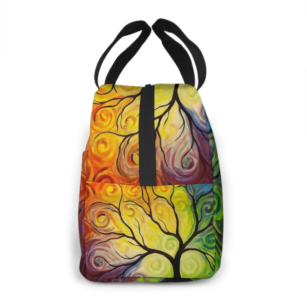 Rainbow Tree of Life Lunch Bag Adult Tote Bag Reusable Lunch Box Container For Women Men School Office Work