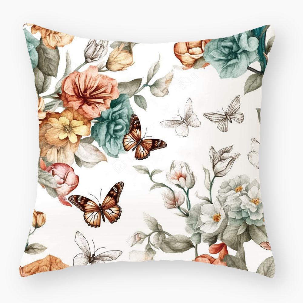 New Plant and Flower Print Pillowcase, Home Sofa Bedside Pillow Cushion Cover, Car Seat Cushion Cover
