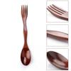 2 In1 Natural Wood Cutlery Dual Head Soup Spoon Fork Dinner Tableware Set Creative New Kitchen Flatware