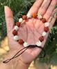 Natürliches 5 Mukhi RUDRAKSHA Rudraksh + Nar Mund Narmund Kali Kaali Armband, Verstellbar, Unisex, Yoga Gebet Meditation Kostenloser Versand