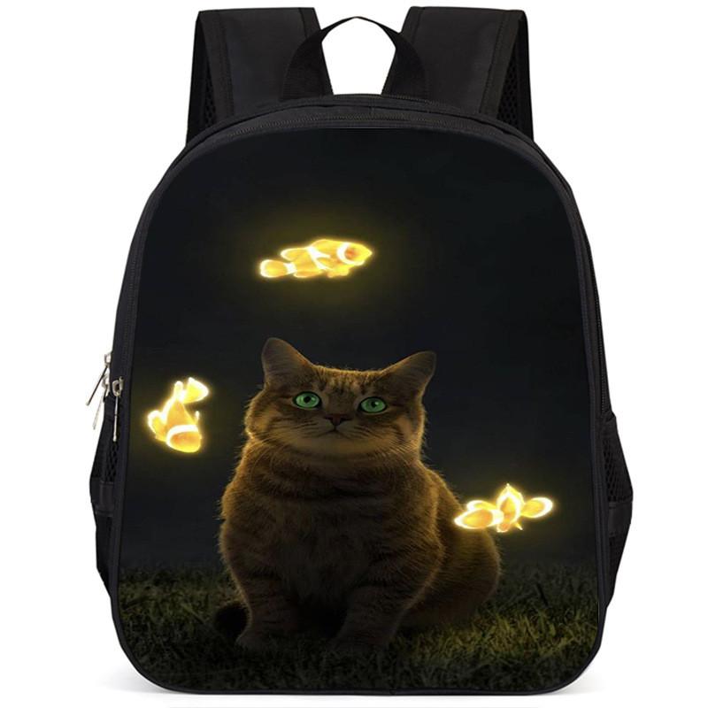 Adorable Cat 15-inch Large Capacity School Backpack Lightweight Oxford Fabric
