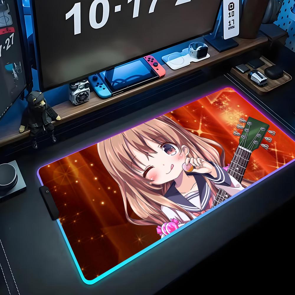 anime guitar girl Mouse Pad RGB Gaming Mousepad Big LED Pad PC Desk Mat Luminous Mouse Pad Large Keyboard Mats Table Rug With