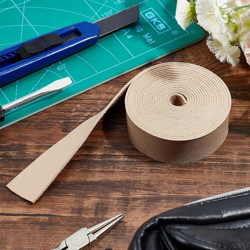 1 Inch Wide Single Side Leather Strip 98 Inch Long Double Sided Smooth Leather Strip for DIY Craft Projects Pet Collars Belts
