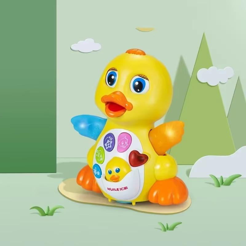 Игрушки для обучения лазанию для малышей 1 шт., большая желтая утка, универсальная, со звуком и светом для ходьбы, музыка, детские игрушки для раннего развития