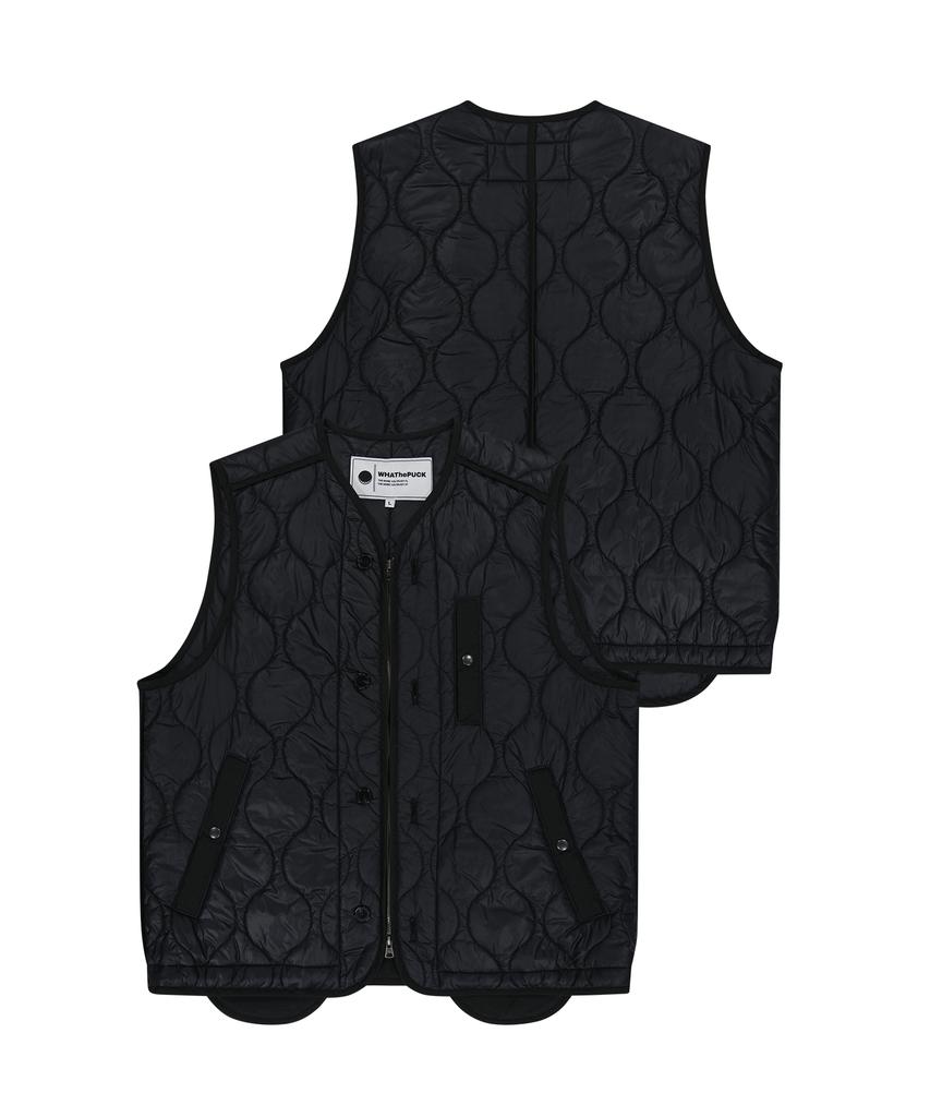 Whathepuck Overpocket Quilted Vest Black