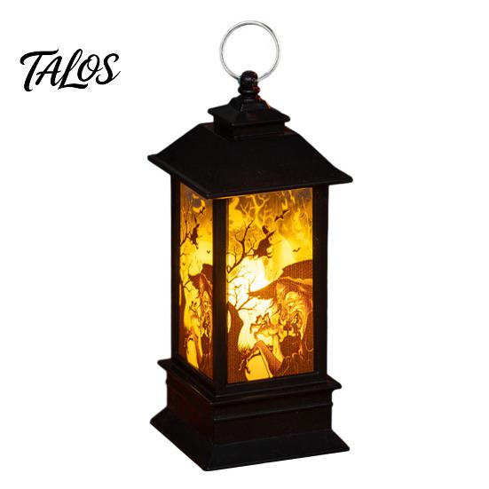 Vintage Decorative Lamp Halloween Night Light, Battery Operated LED Lantern, Simulated Flickering Flame Safe Indoor Lighting Lantern for Party