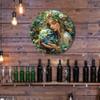 Vintage Round Metal Wall Art Earth Tone Floral Butterfly Girl Decor for Home Living Room Bedroom
