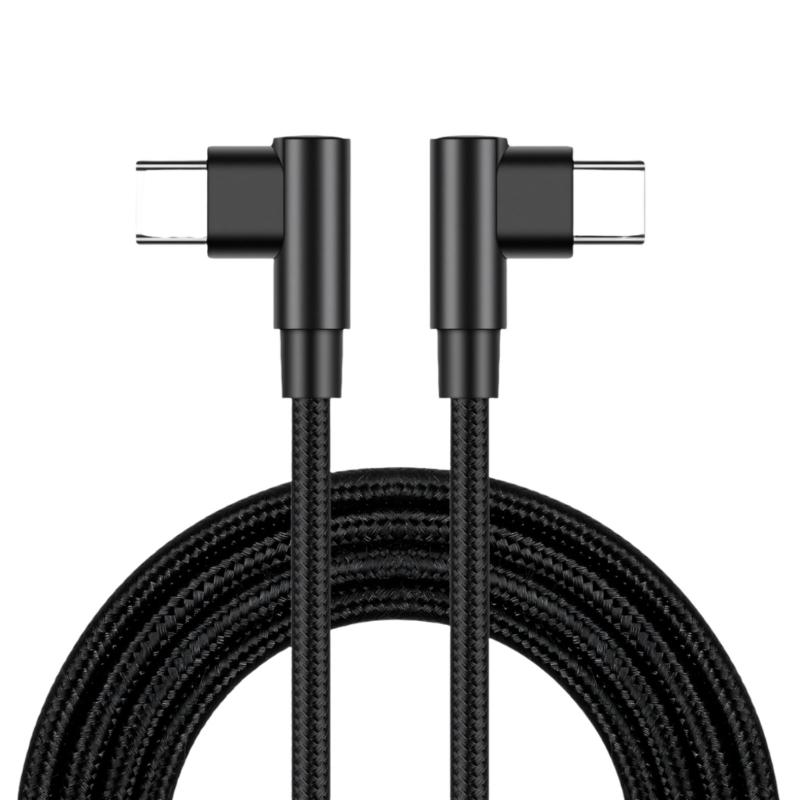 Nylon Braided USB C To USB C PD60W Charging Cable Double 90 Degree Bend Design For Smartphones And Laptops