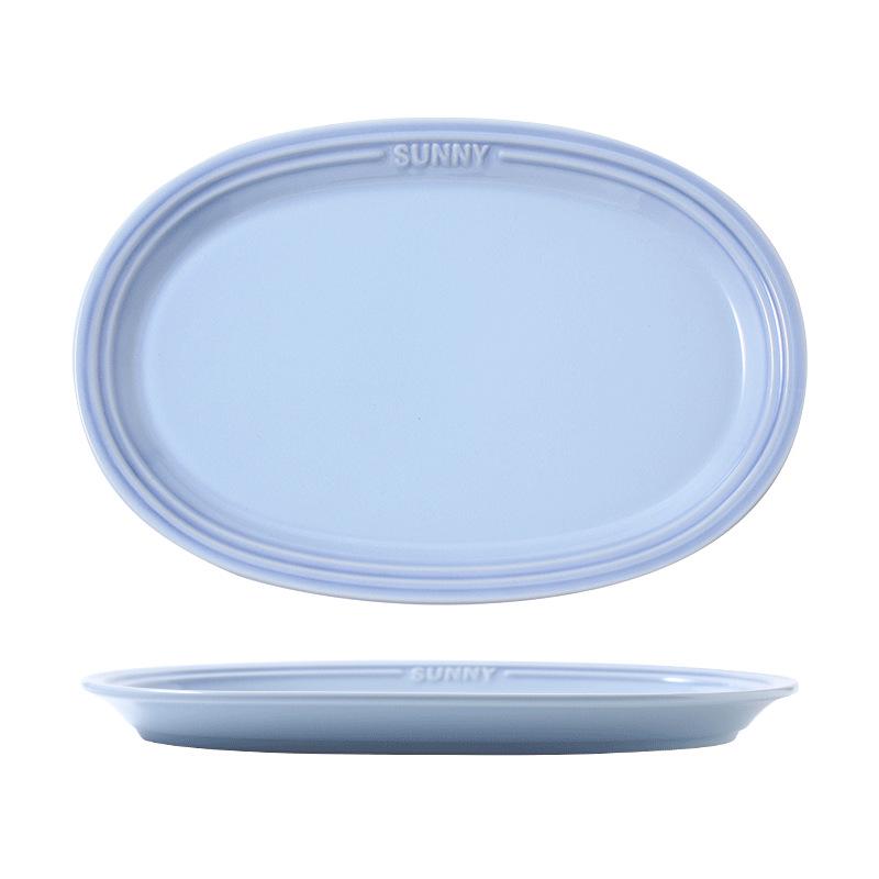 Creative Colorful Gradual Change Ceramic Fish Plate Home Gifts Rainbow 12 Inch Oval Steamed Fish Dish Tableware