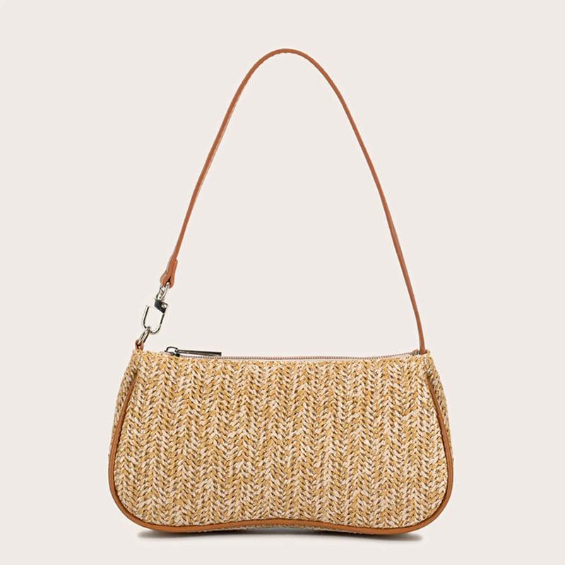 

Плетеная сумка Индивидуальный темперамент Женская сумка Новая модная летняя популярная соломенная сумка Портативная на плечо подмышку абрикосовый