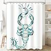 Charming Blue Crayon Style Scorpion Shower Curtain Waterproof Decorative Bathroom Liner White Background with Teal Accents for M