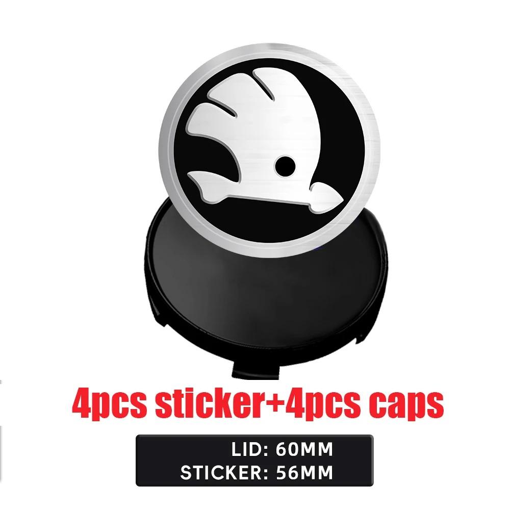 4Pcs/Set Multi-Platfrom Wheel Center Hub Caps Stickers Tire Rim Covers for Skoda Octavia VRS Vision Kodiaq Favorit Rapid Fabia S