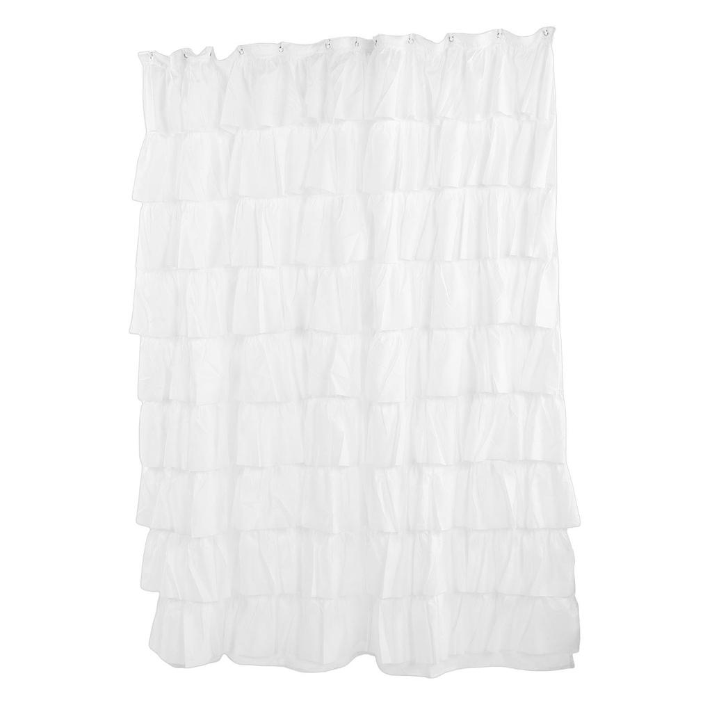 Shower Curtain 70 inch Boho Vintage Ruffle Bathroom Curtain with Hooks for Decoration
