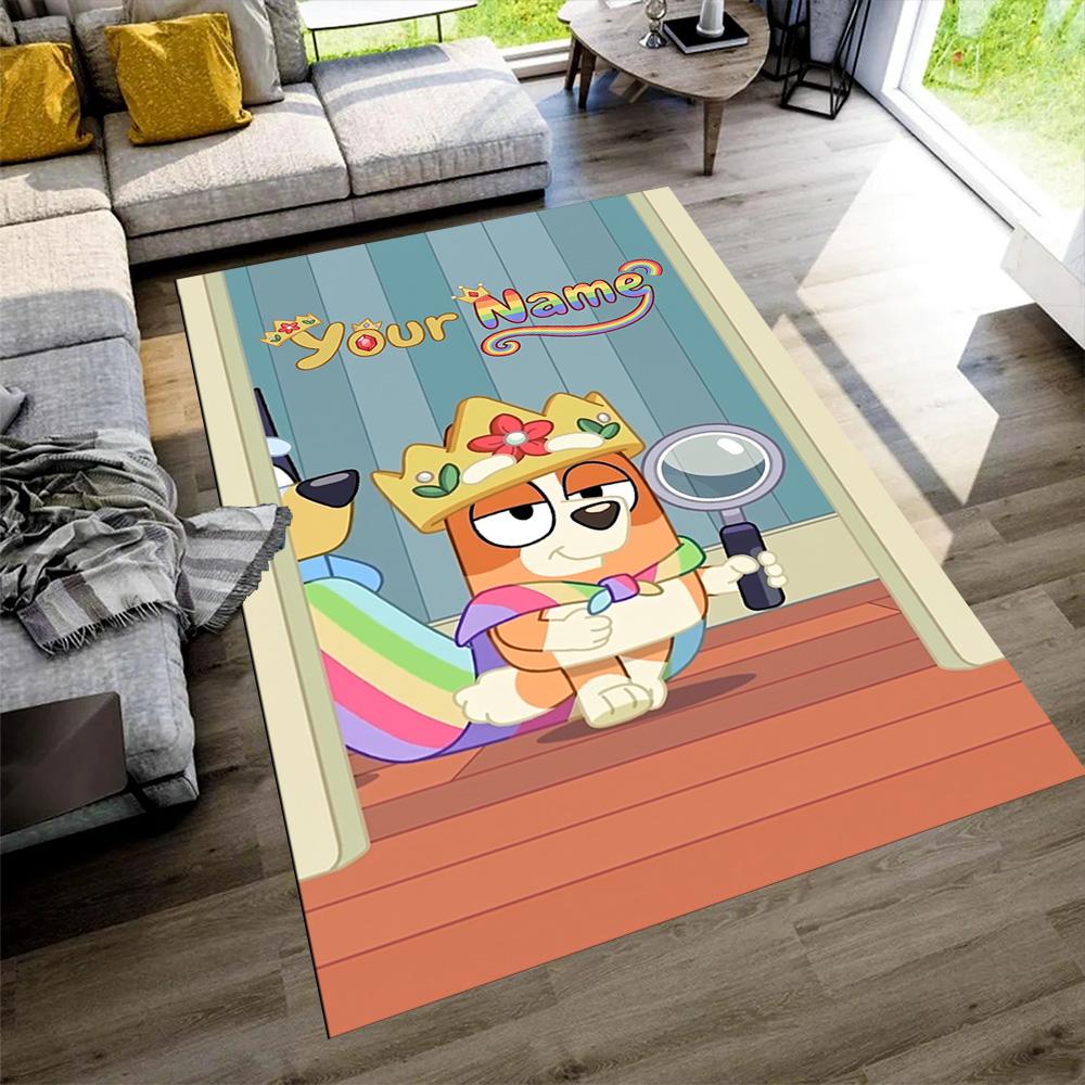 Bluey Customized Name Floor Mat Perfect for Decorate room Study room Game Room Dormitory Antislip Carpet Anime Office Decor Gift for Festivals