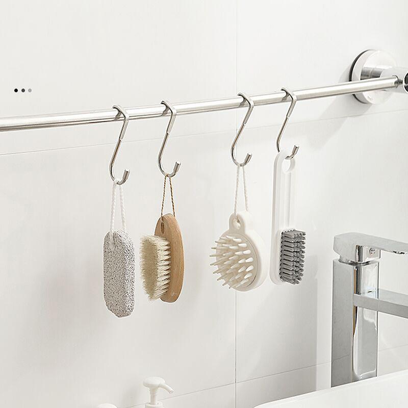 304 Stainless Steel Hook Free Punching Double S-Shape Hook Kitchen Bathroom Cabinet Door Back Type Coat Towel Storage Hanger