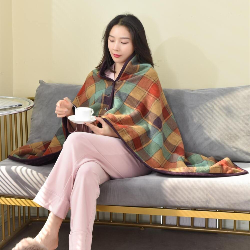 

Thicken Keep Warm Bedroom Wearable Plaid Fleece Winter Blankets With Button Warm Soft Coral Fleece Throw Multifunctional Blanket 80x130cm 1pcs