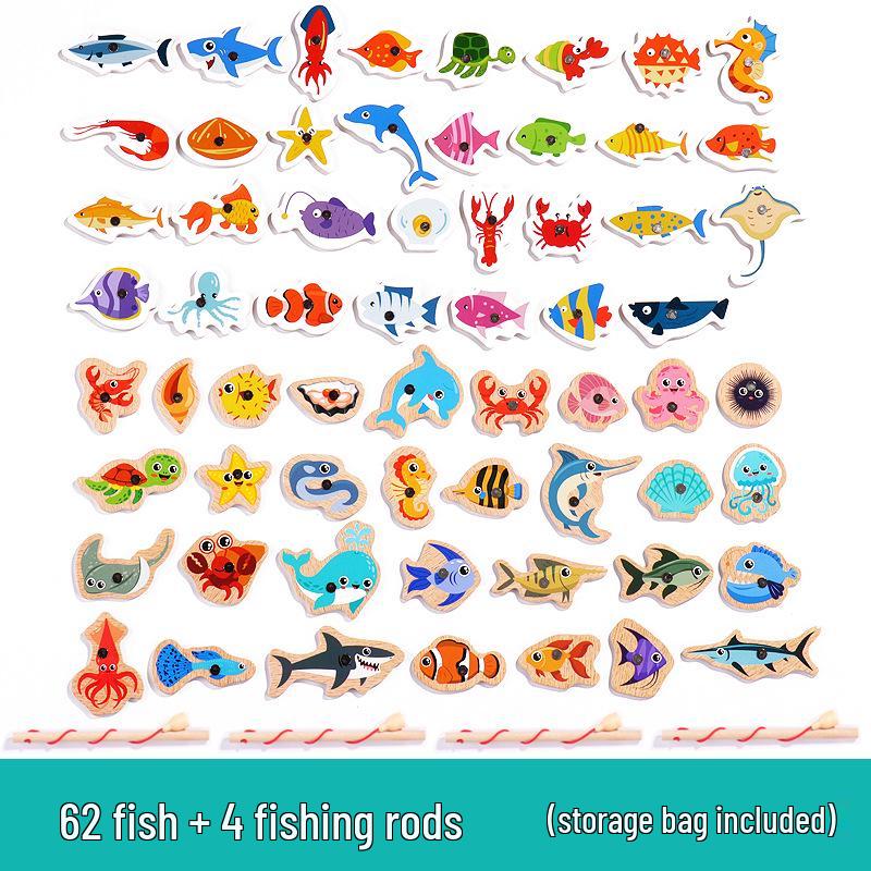 Magnetic Fishing Toys Set: Underwater Wooden Blocks for Children's Early Education & Fun