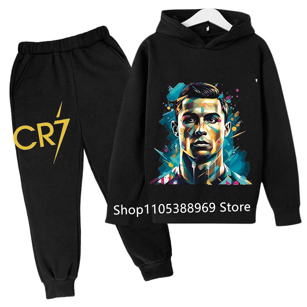 Ronaldo CR7 Potisk Fotbalový Idol Oblečení Dětská Mikina 2ks Sada Kalhoty Oblek Děti Kluci Tepláková Souprava Dívky Oblečení Sportovní Teplákové Soupravy