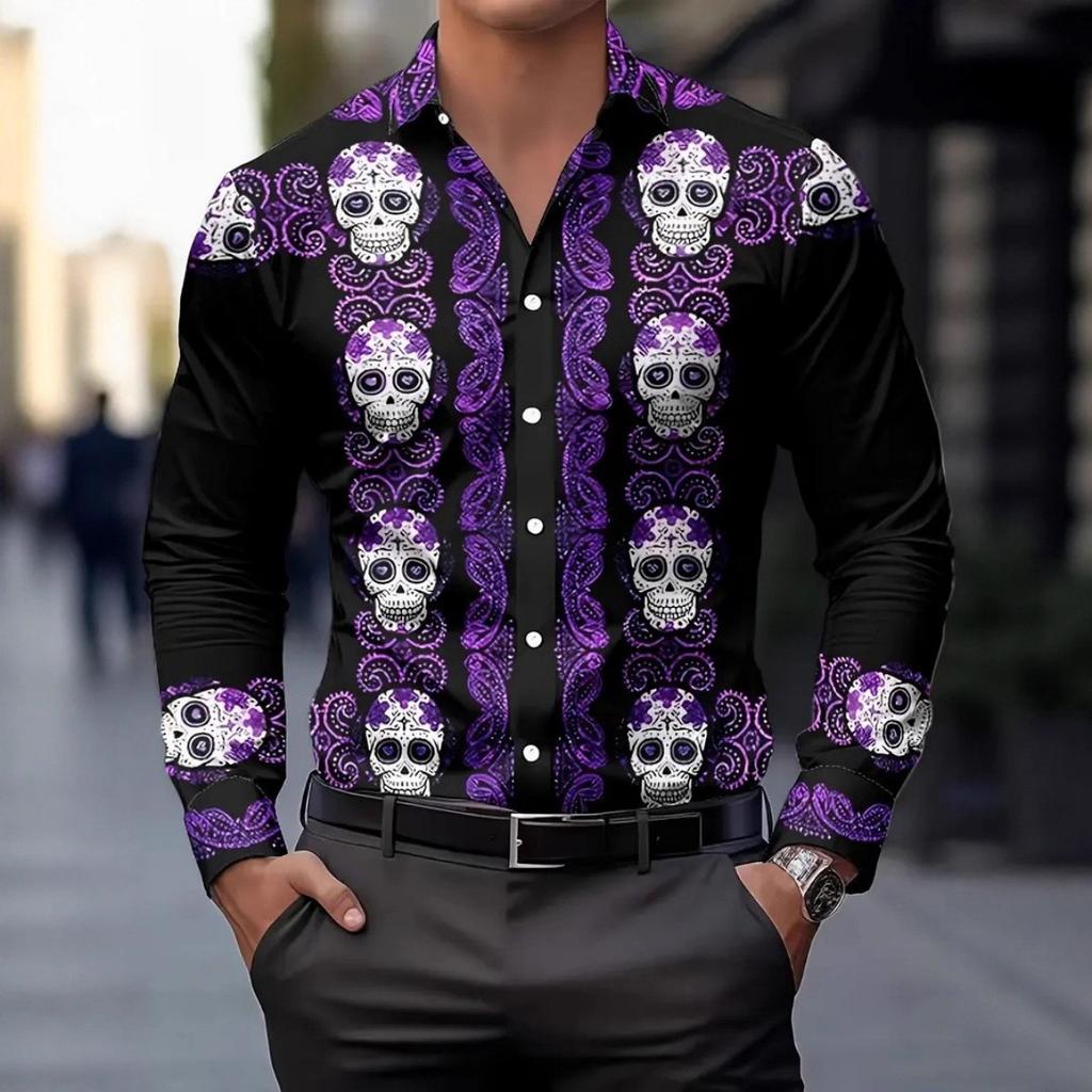 Must-have Stylish Long-sleeve Shirt with Unique Decorative Patterns, Versatile for Any Occasion.