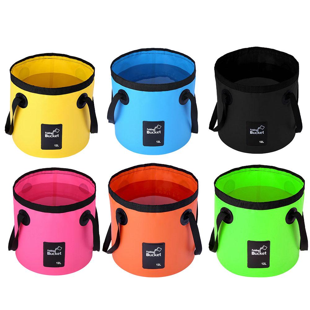 12L Car Folding Bucket Outdoor Fishing Camping Fishing PVC Camping Water Bucket Bucket Wash Handheld Waterproof Storage Bag U2E6