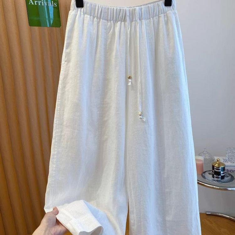 

Women s Plus Size Lazy Style Wide-Leg Slimming Casual Pants - Trendy Summer 2026 3XL 200-250 jin белый