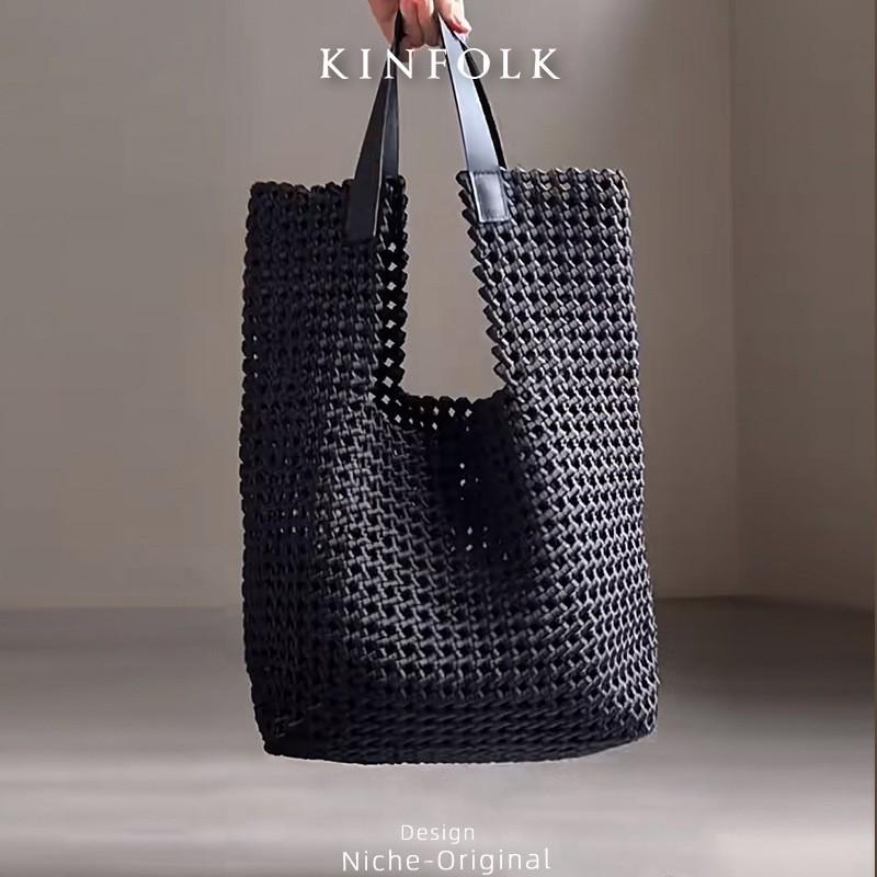 

Bag 2025 Women s New Style Internet Celebrity Retro Hollow Woven Large Capacity Tote Mother-child One-shoulder Underarm чёрный