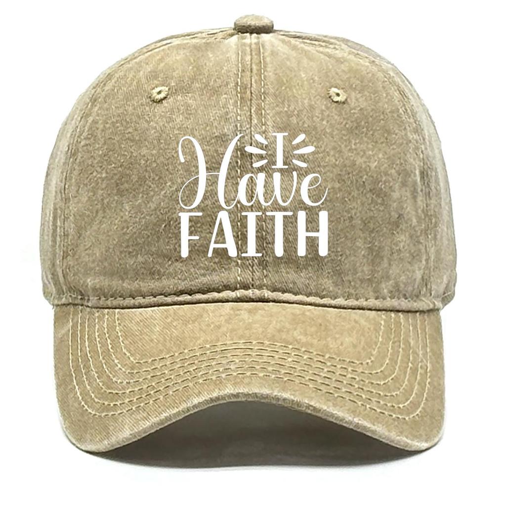 I HAVE FAITH" Print Snapback Sun Hat, Trucker Hat Solid Color Lightweight Fit Sun Protection Adjustable Baseball Hat