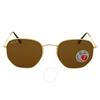 Ray Ban Hexagonal Flat Lenses Polarized Brown Unisex Sunglasses Rb3548n 001 57 54