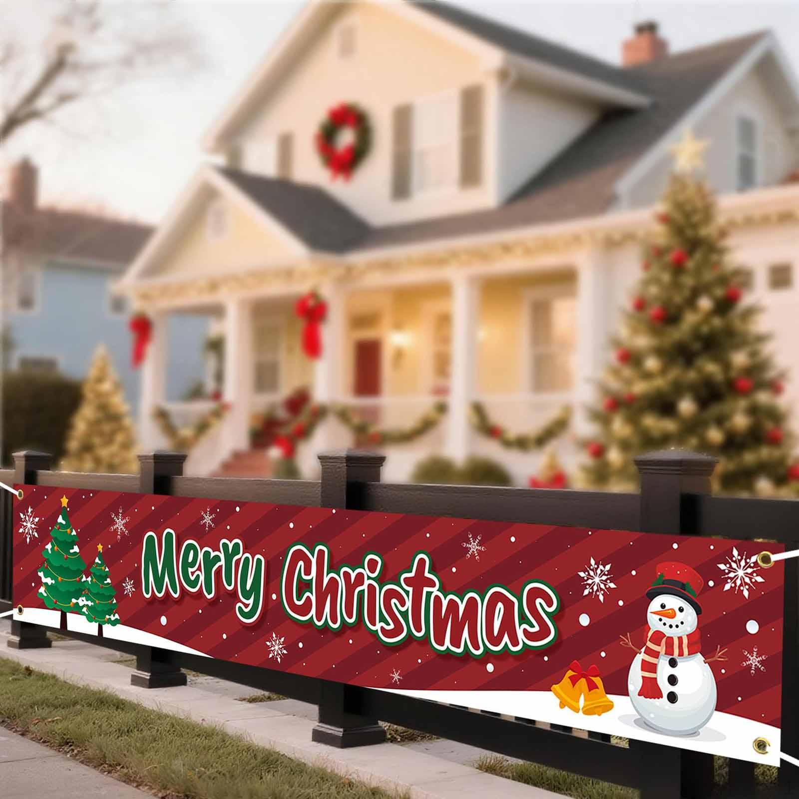 

Banner, Backdrop with Snowman, Hanging Christmas Decoration for Dining Room, Birthday, Patio And 45cmx200cm