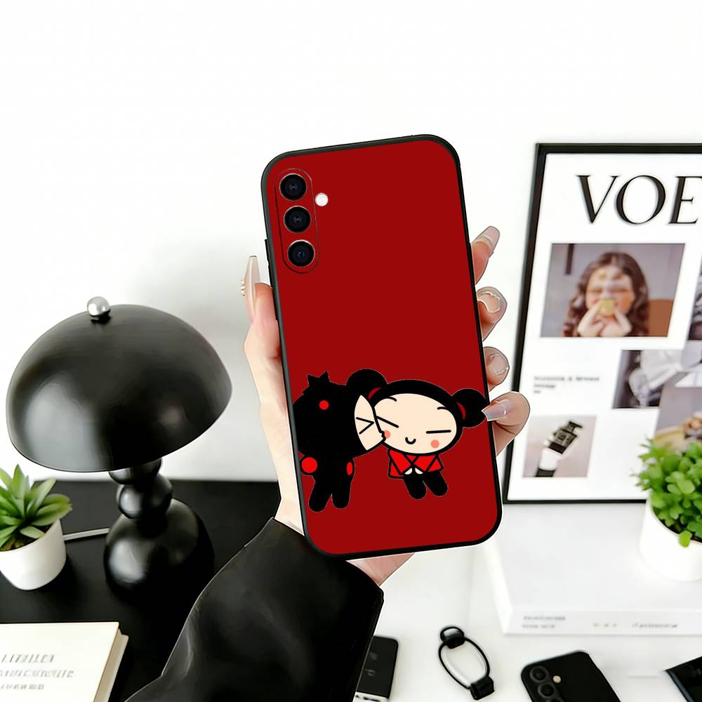 Chinese Doll P-Pucca Phone Case For Samsung Galaxy A73,A72,A71,A70,A53,A52,A51,Soft Silicone Black Cover