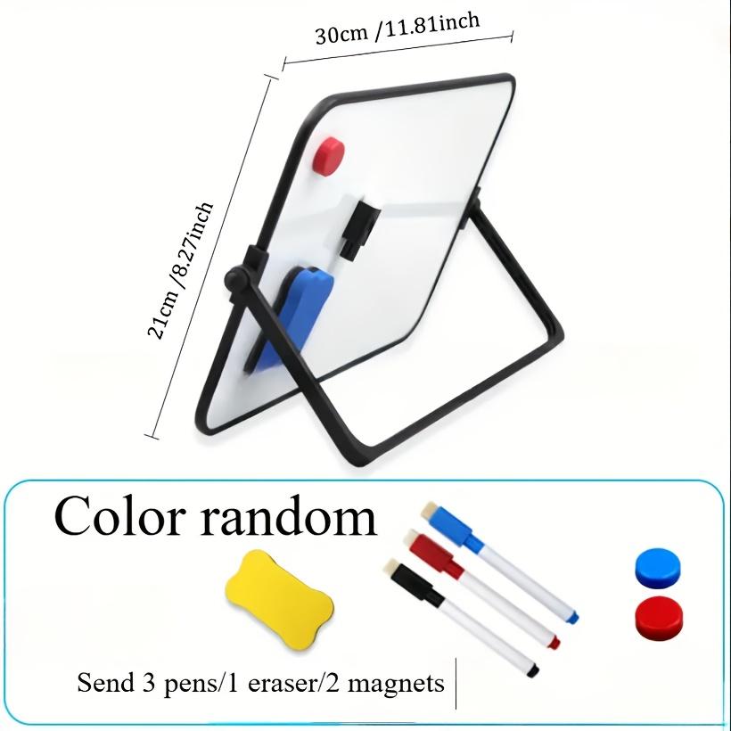 

Маленькая доска для сухого стирания, Двусторонняя подставка-белая доска, Магнитная мини-доска для сухого стирания в комплекте с 3 маркерами, 2 магнитами и 1 ластиком